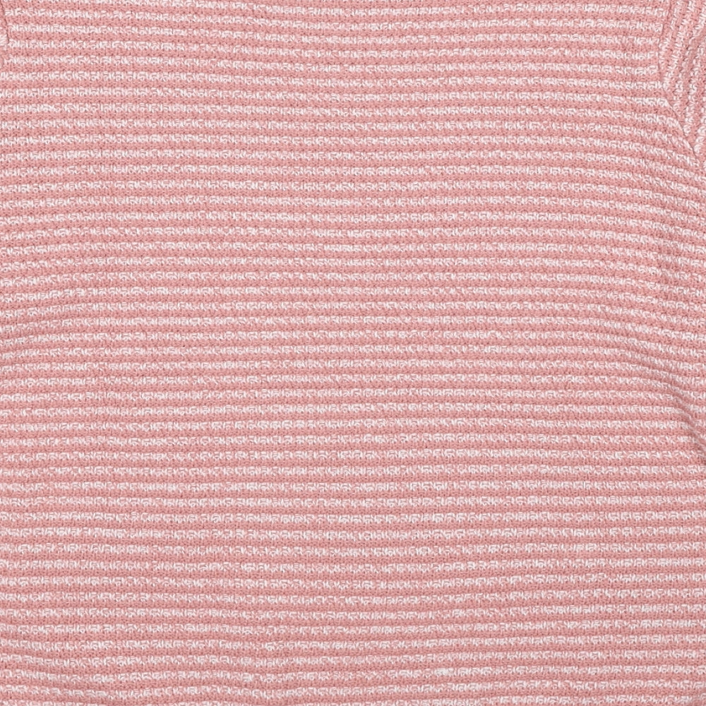 EWM Womens Pink Round Neck Striped Acrylic Pullover Jumper Size 18 - Size 18-20