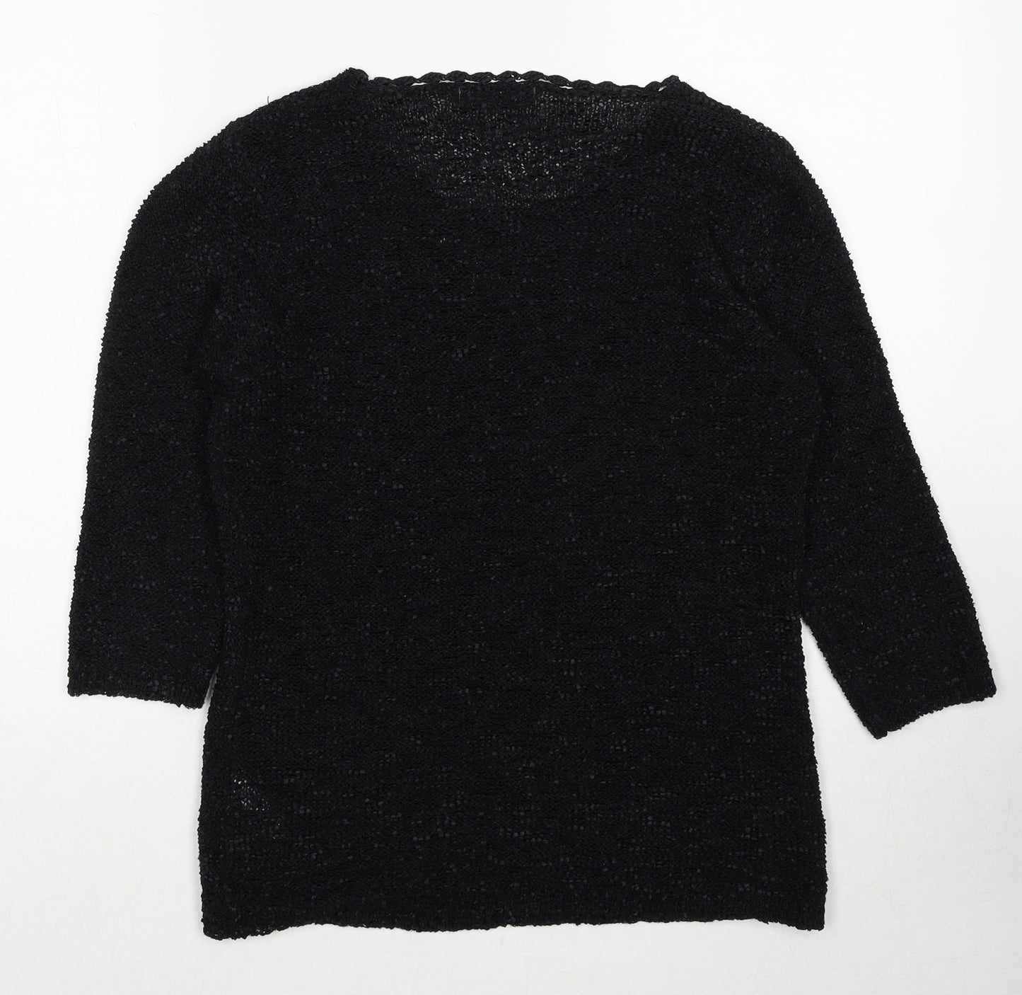 Bonmarché Womens Black Round Neck Floral Polyester Pullover Jumper Size M