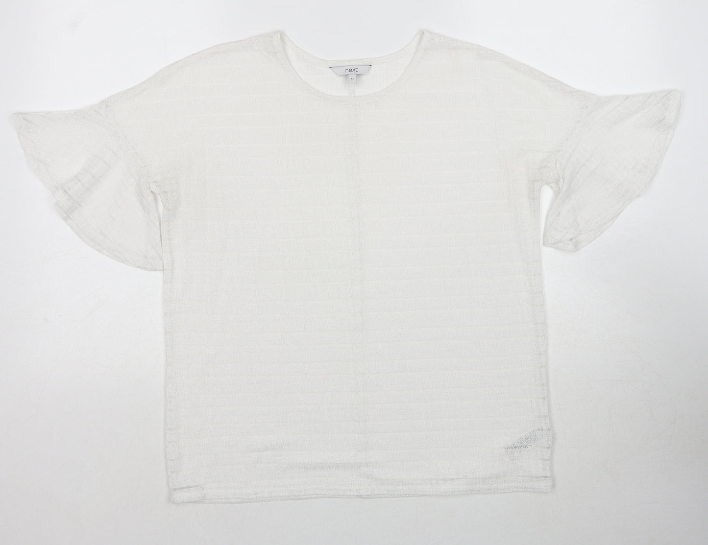 NEXT Womens White Round Neck Polyester Pullover Jumper Size 12