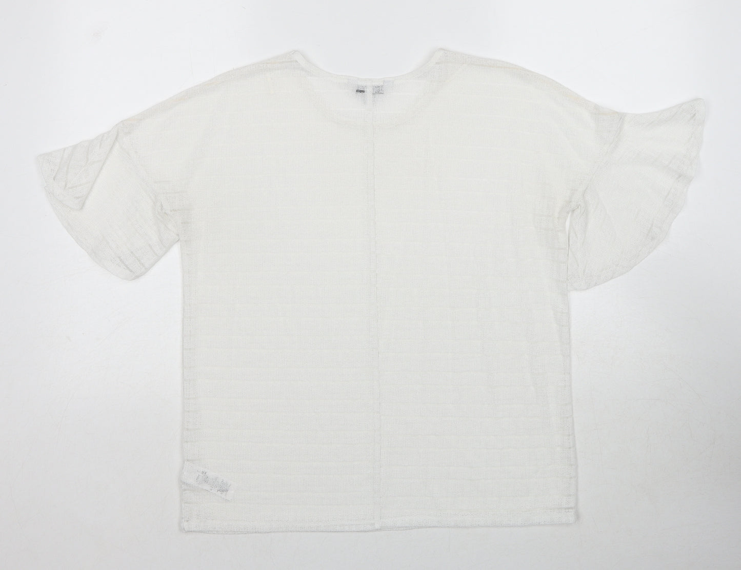 NEXT Womens White Round Neck Polyester Pullover Jumper Size 12