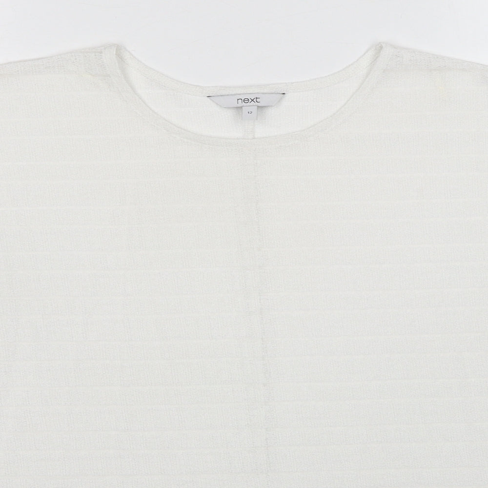 NEXT Womens White Round Neck Polyester Pullover Jumper Size 12