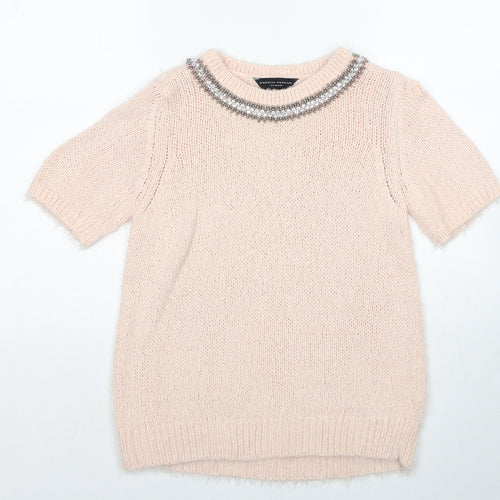 Dorothy Perkins Womens Pink Round Neck Acrylic Pullover Jumper Size 10