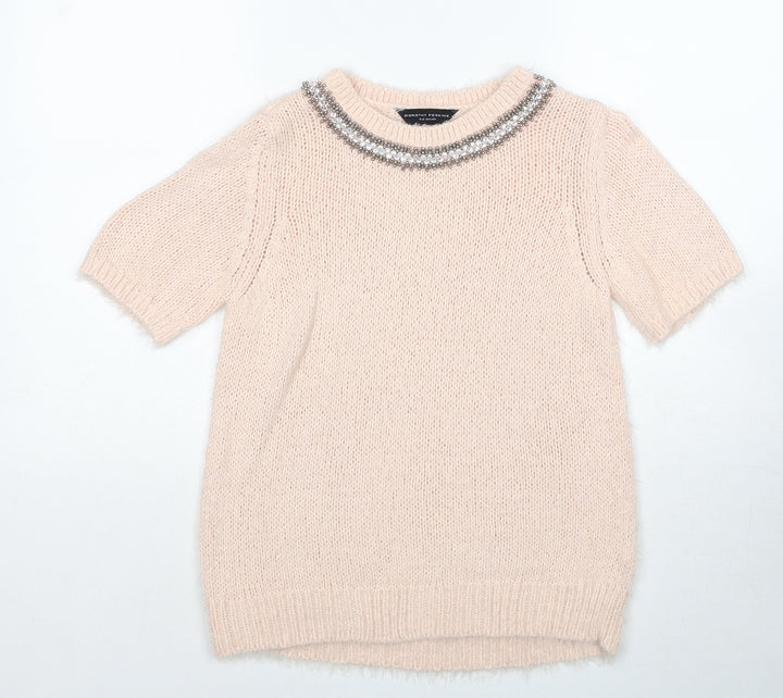 Dorothy Perkins Womens Pink Round Neck Acrylic Pullover Jumper Size 10