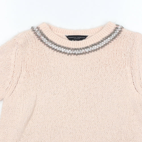 Dorothy Perkins Womens Pink Round Neck Acrylic Pullover Jumper Size 10