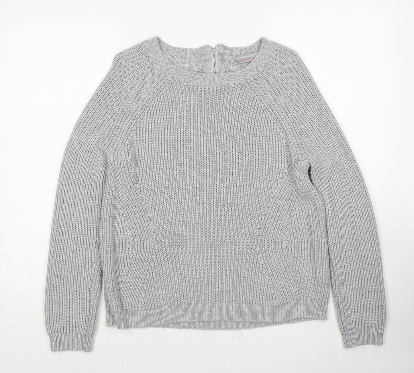 Dorothy Perkins Womens Grey Round Neck Acrylic Pullover Jumper Size 12
