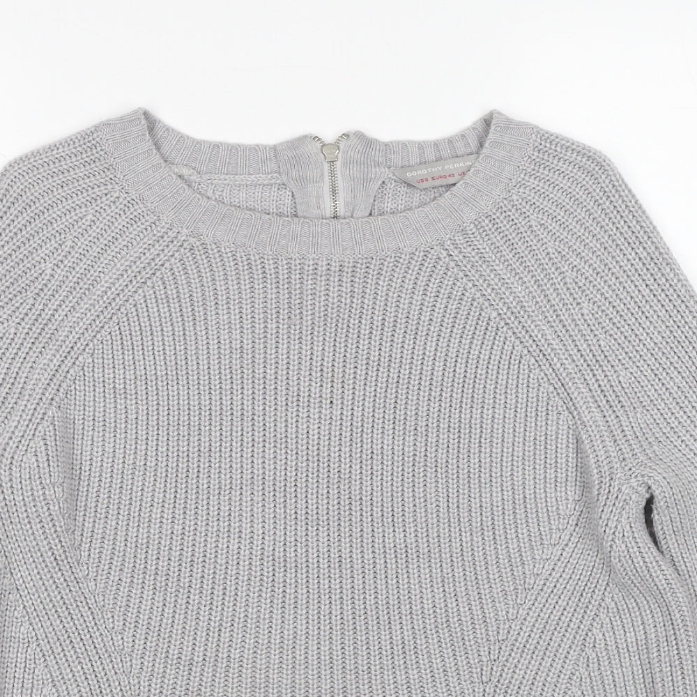 Dorothy Perkins Womens Grey Round Neck Acrylic Pullover Jumper Size 12