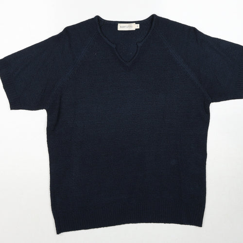 Bonmarché Womens Blue V-Neck Acrylic Pullover Jumper Size S