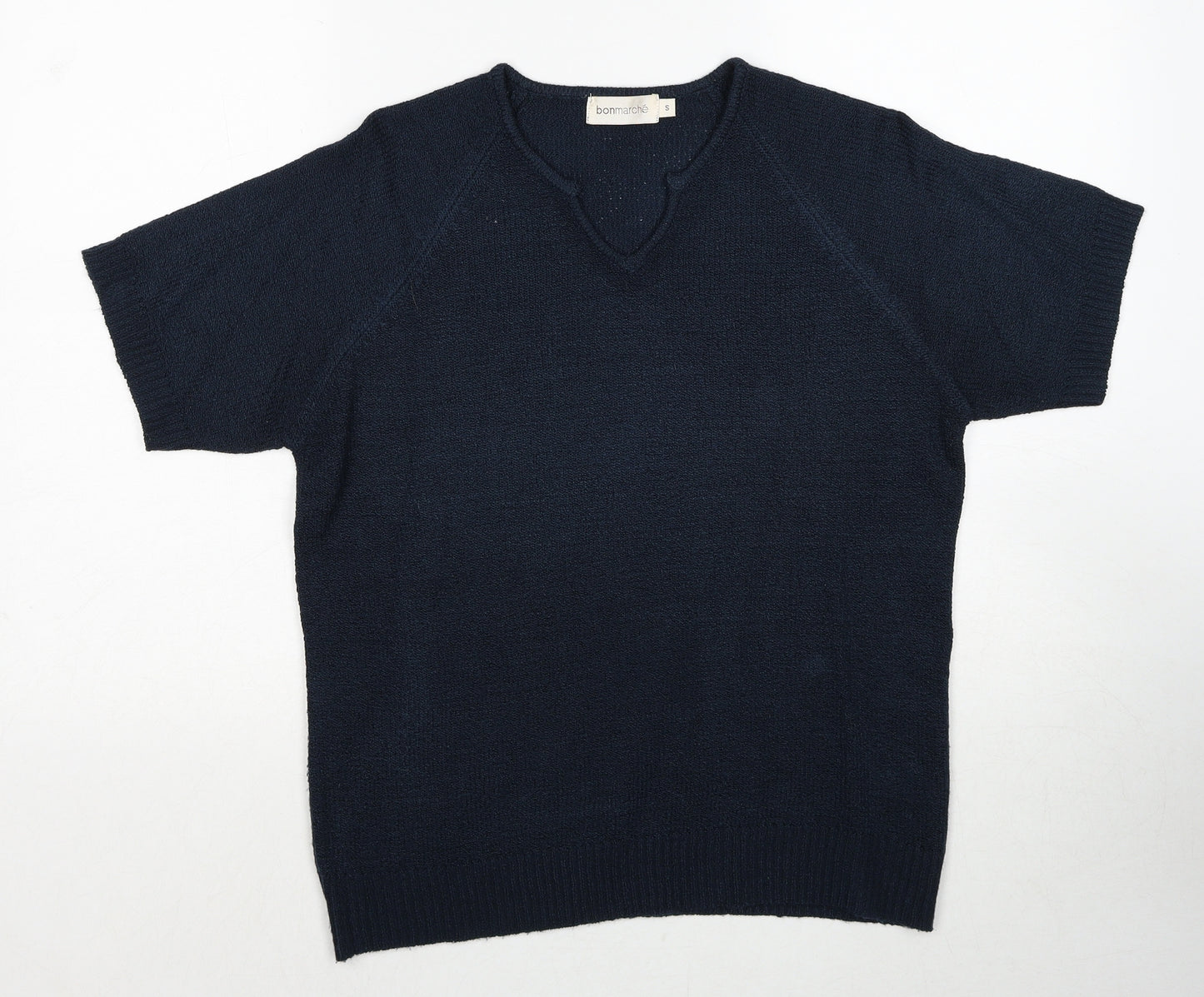 Bonmarché Womens Blue V-Neck Acrylic Pullover Jumper Size S