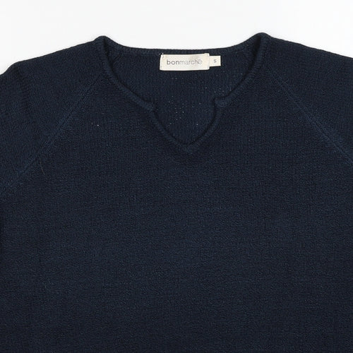 Bonmarché Womens Blue V-Neck Acrylic Pullover Jumper Size S