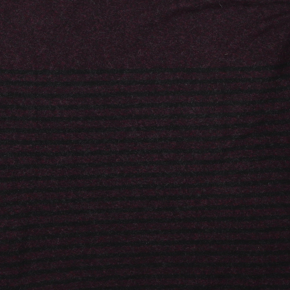 Joe Fresh Mens Purple Round Neck Striped Polyester Pullover Jumper Size L Long Sleeve