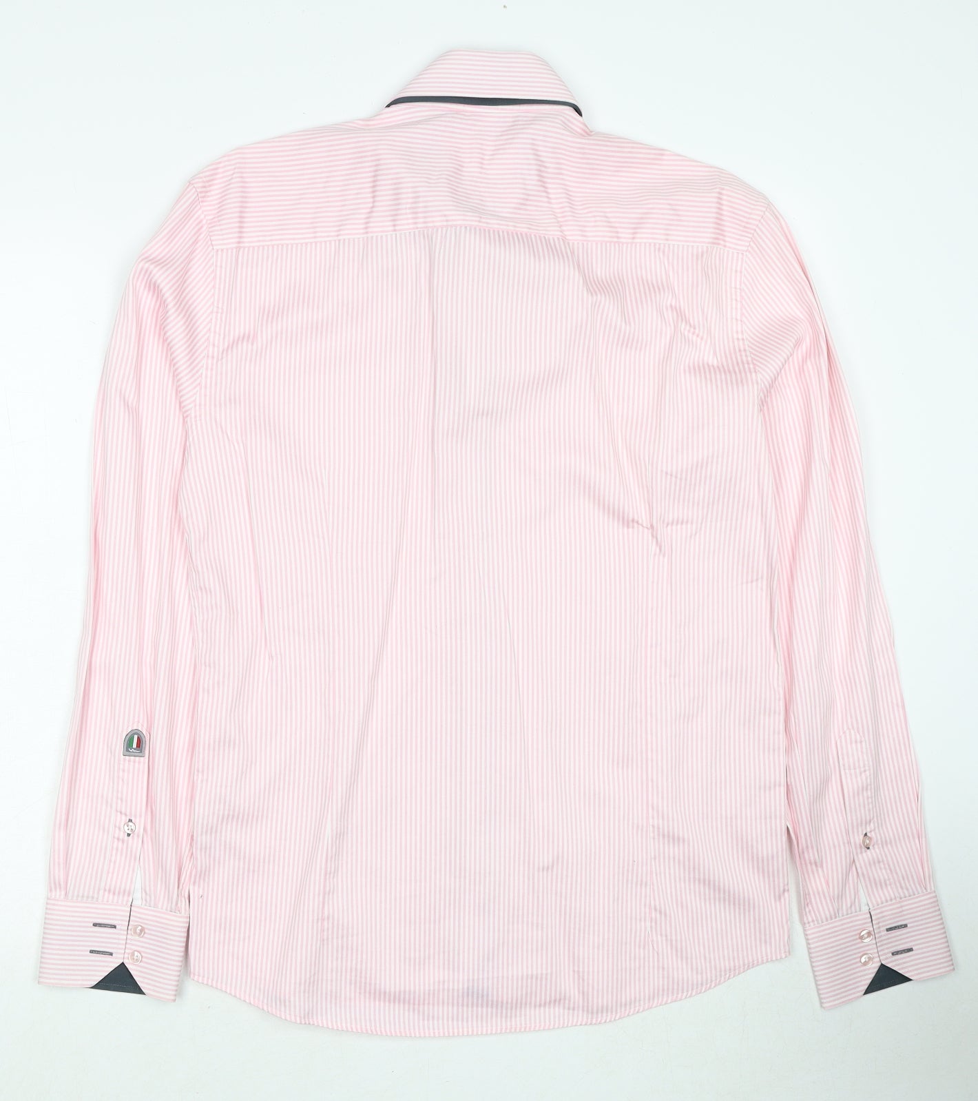 Original Mens Pink Striped Cotton Dress Shirt Size L Collared Button