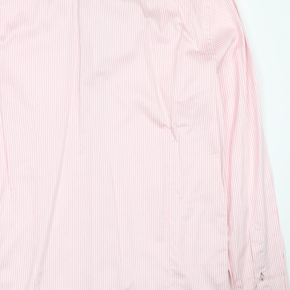 Original Mens Pink Striped Cotton Dress Shirt Size L Collared Button