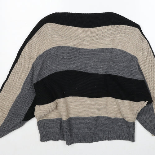 Blue Vanilla Womens Multicoloured Round Neck Striped Polyester Pullover Jumper Size S - Size S-M