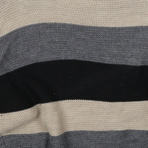 Blue Vanilla Womens Multicoloured Round Neck Striped Polyester Pullover Jumper Size S - Size S-M