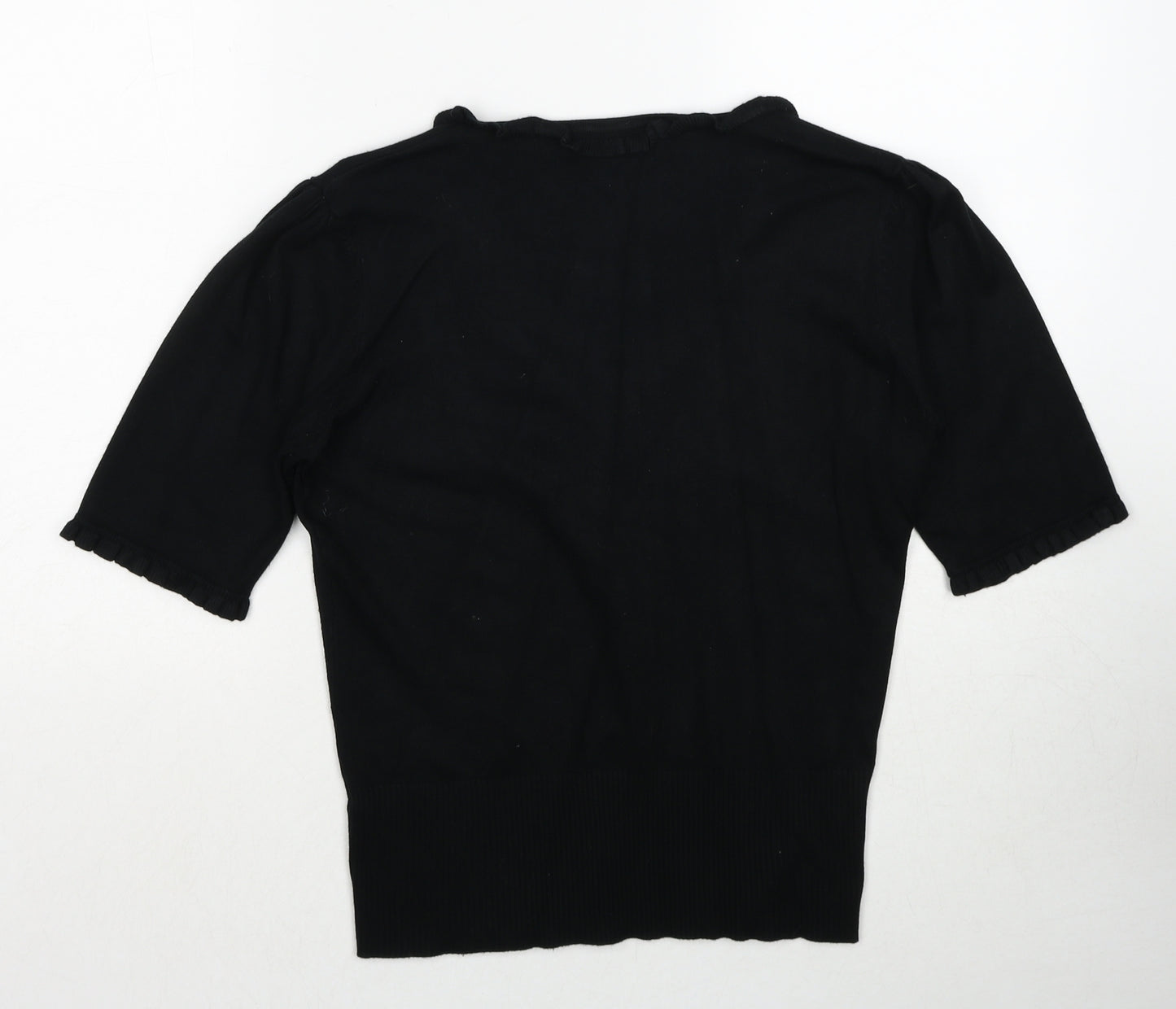 M&Co Womens Black V-Neck Viscose Pullover Jumper Size M