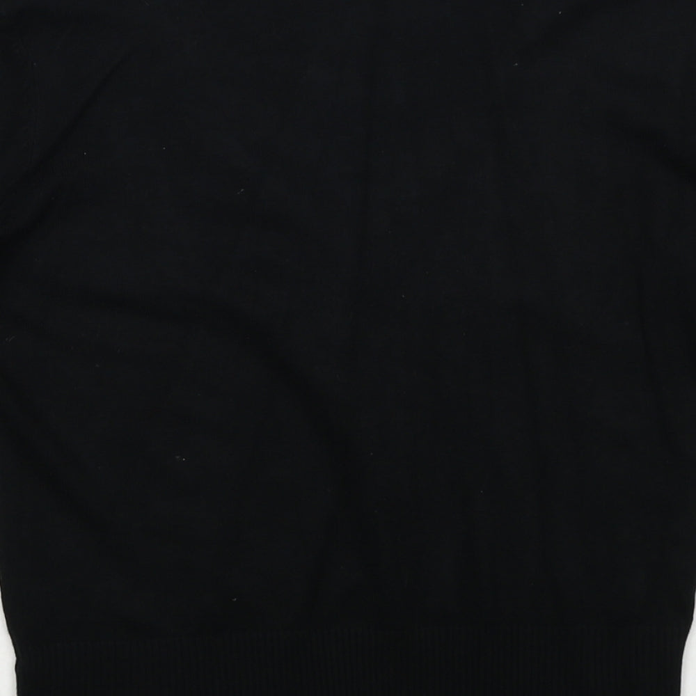 M&Co Womens Black V-Neck Viscose Pullover Jumper Size M
