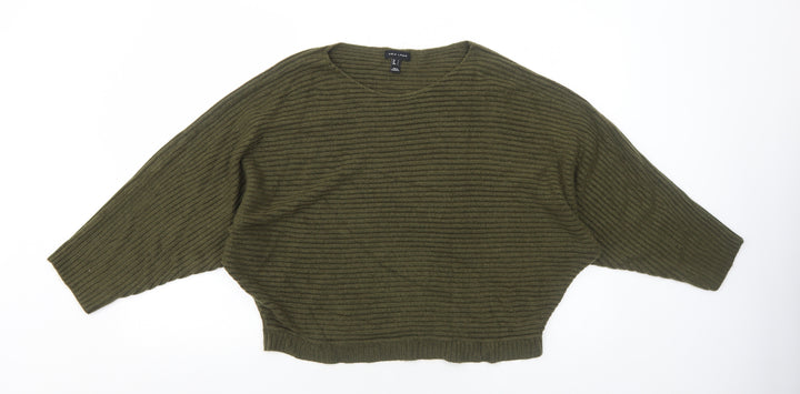 New Look Womens Green Round Neck Acrylic Pullover Jumper Size L