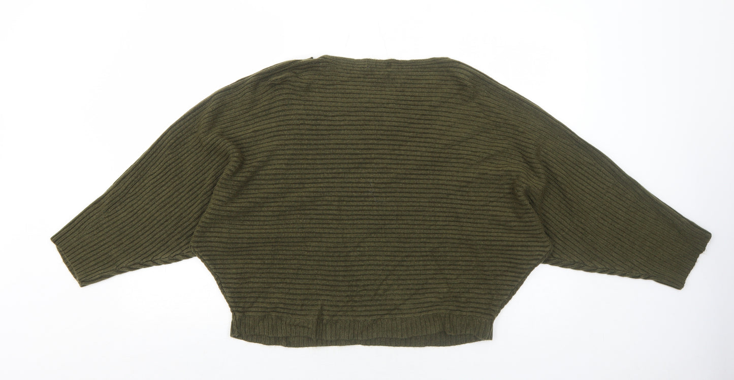 New Look Womens Green Round Neck Acrylic Pullover Jumper Size L