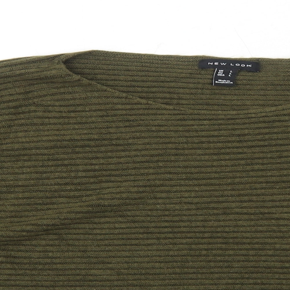 New Look Womens Green Round Neck Acrylic Pullover Jumper Size L