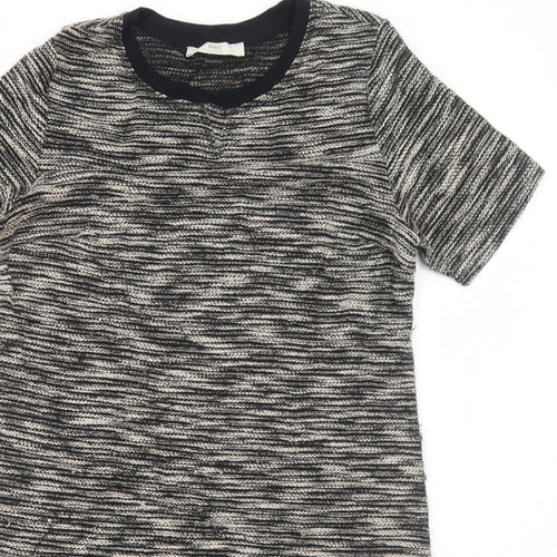 Marks and Spencer Womens Black Geometric Polyester A-Line Size 12 Round Neck Pullover