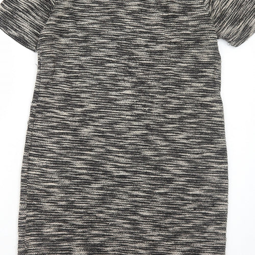 Marks and Spencer Womens Black Geometric Polyester A-Line Size 12 Round Neck Pullover