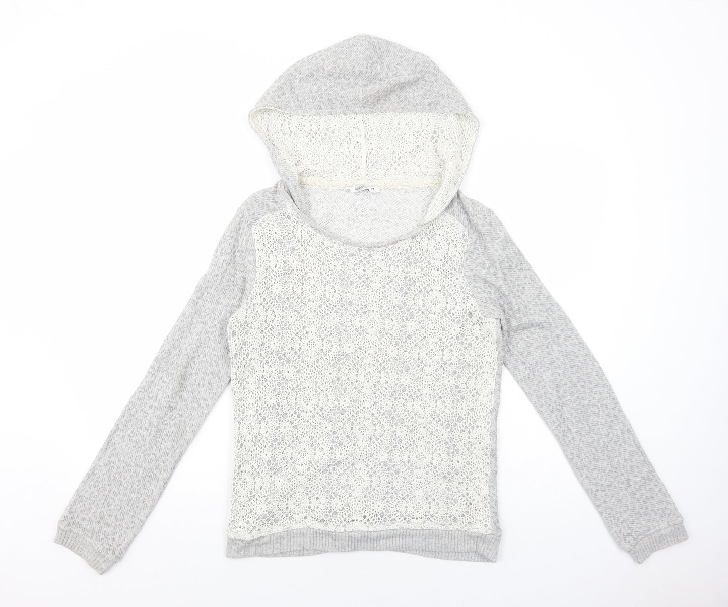 Jimmy Key Womens Grey Geometric Cotton Pullover Hoodie Size M Pullover