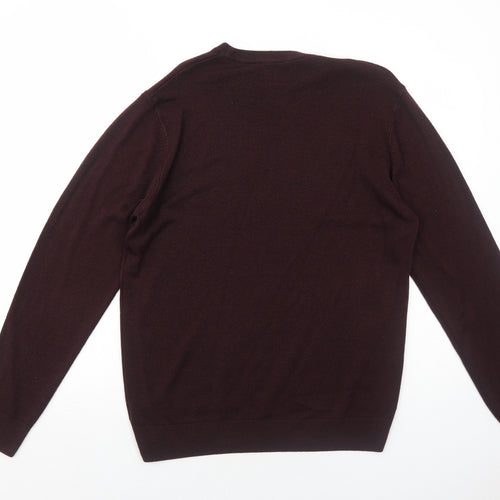 NEXT Mens Red Round Neck Acrylic Pullover Jumper Size L Long Sleeve