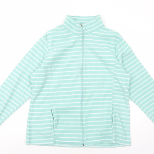 Anne De Lancay Womens Green Striped Jacket Size L Zip