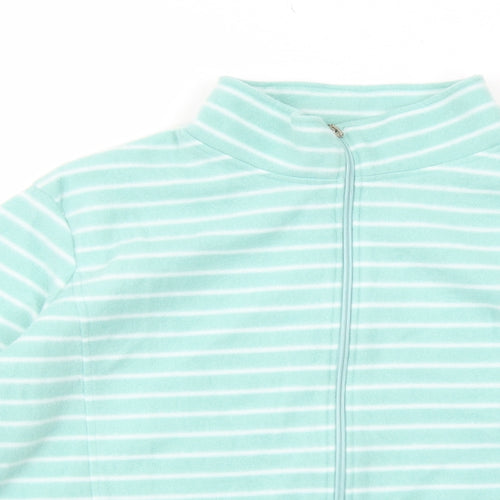 Anne De Lancay Womens Green Striped Jacket Size L Zip