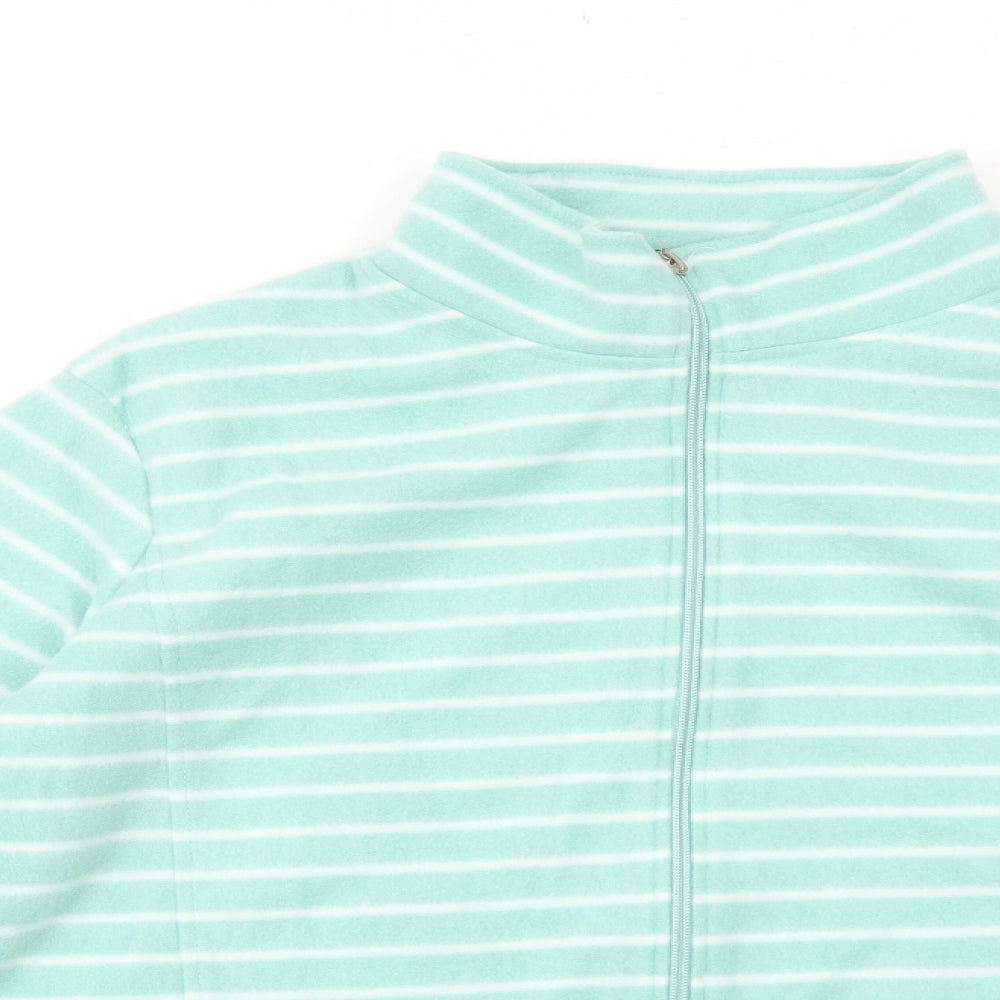 Anne De Lancay Womens Green Striped Jacket Size L Zip