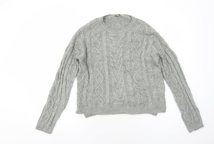 Pimkie Womens Grey Round Neck Acrylic Pullover Jumper Size XS