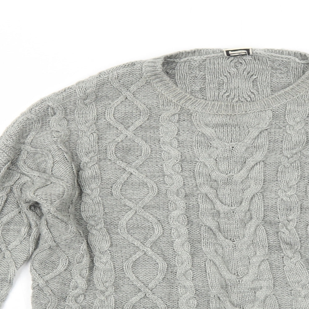 Pimkie Womens Grey Round Neck Acrylic Pullover Jumper Size XS