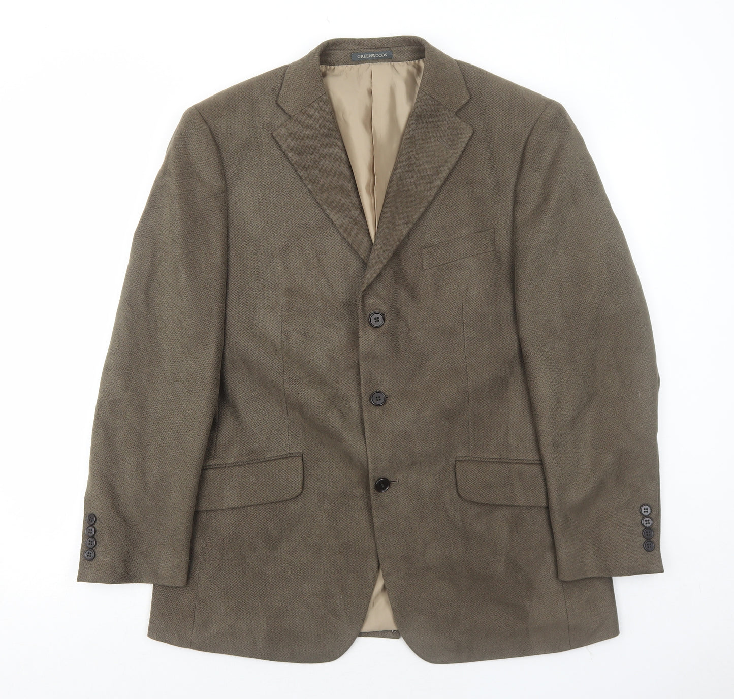Greenwoods Mens Brown Polyester Jacket Blazer Size 40 Regular