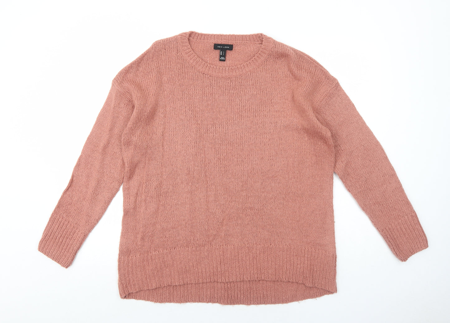 New Look Womens Pink Round Neck Acrylic Pullover Jumper Size L