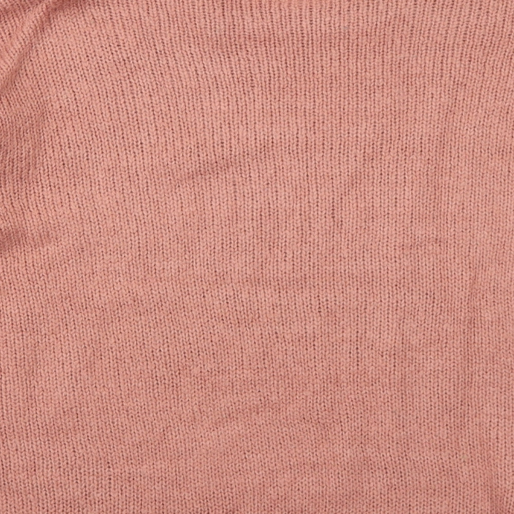 New Look Womens Pink Round Neck Acrylic Pullover Jumper Size L
