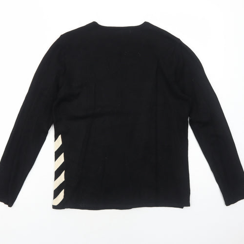 Frank Saul Womens Black Round Neck Viscose Pullover Jumper Size S