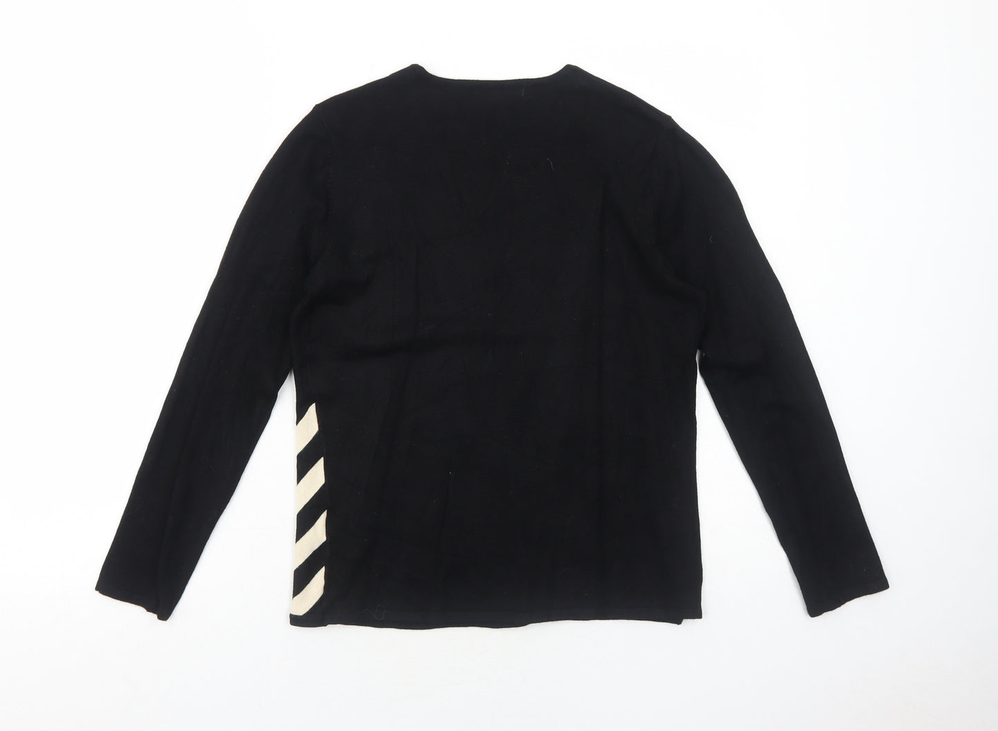 Frank Saul Womens Black Round Neck Viscose Pullover Jumper Size S
