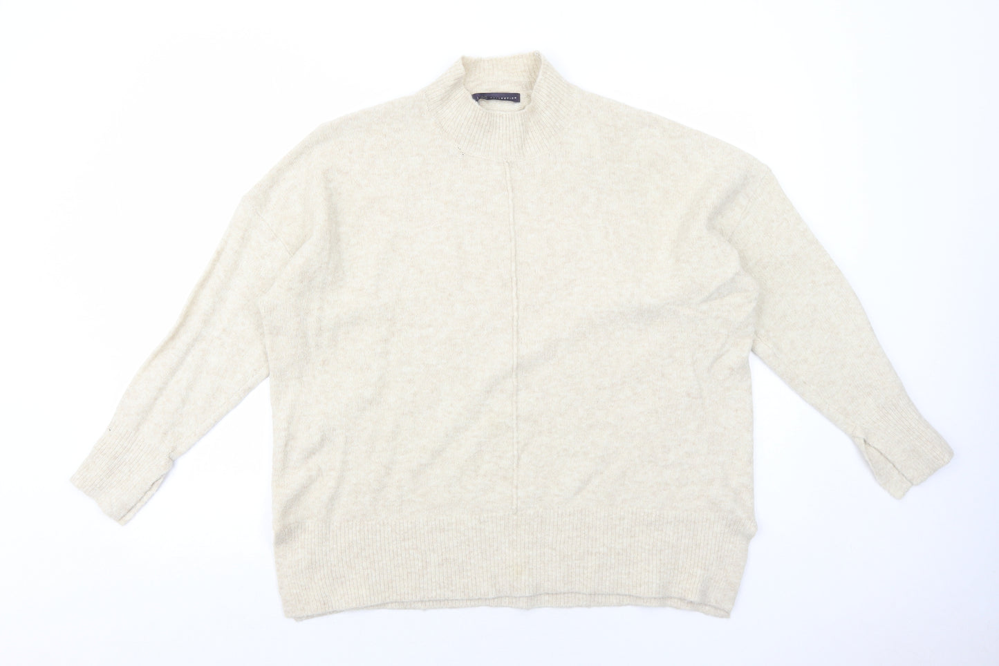 Marks and Spencer Womens Beige High Neck Acrylic Pullover Jumper Size XL