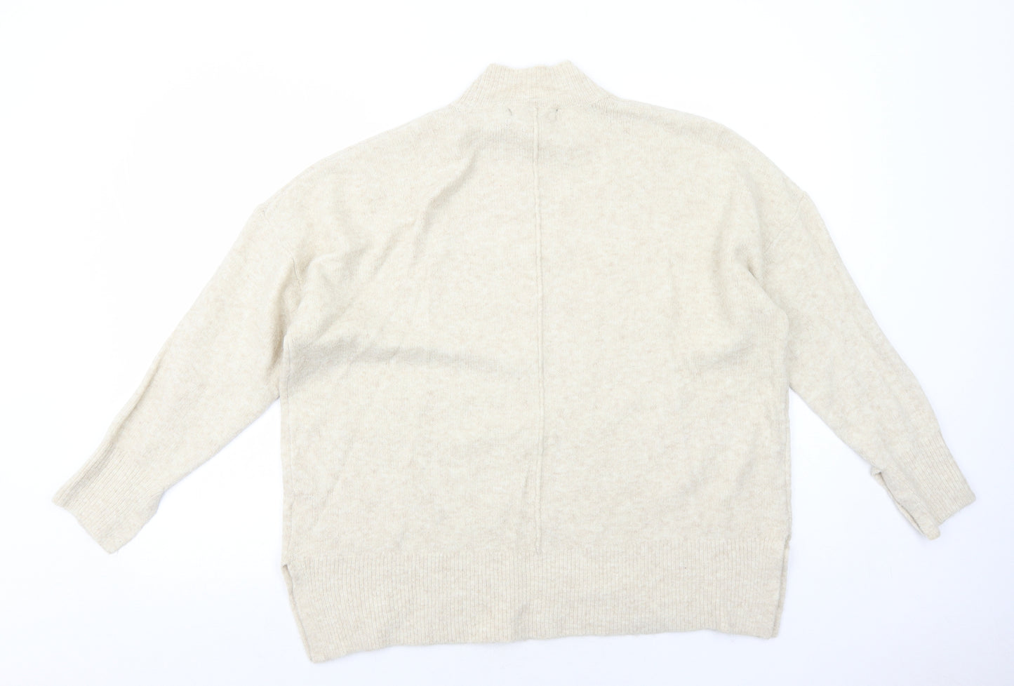 Marks and Spencer Womens Beige High Neck Acrylic Pullover Jumper Size XL