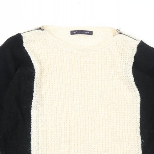 Marks and Spencer Womens Black Round Neck Acetate Pullover Jumper Size 12
