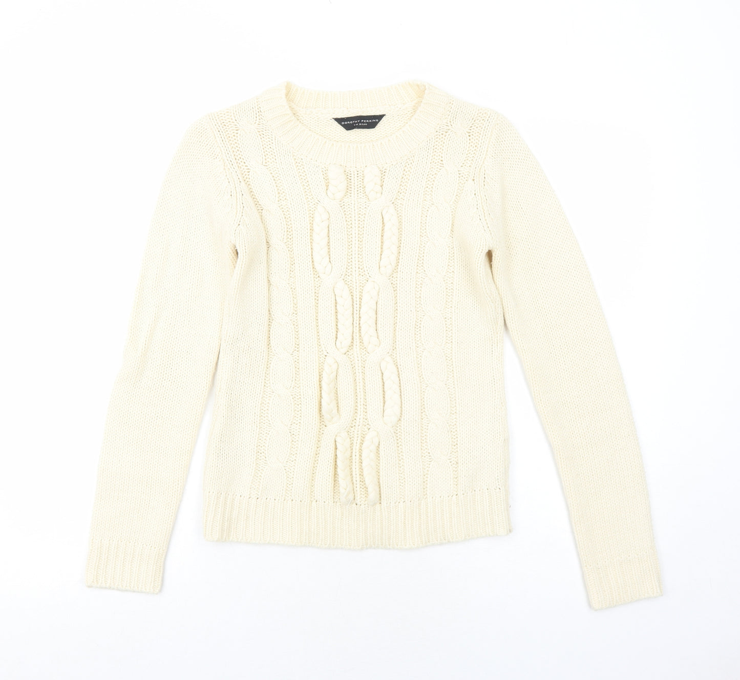 Dororthy Perkins Womens Ivory Round Neck Acrylic Pullover Jumper Size 8