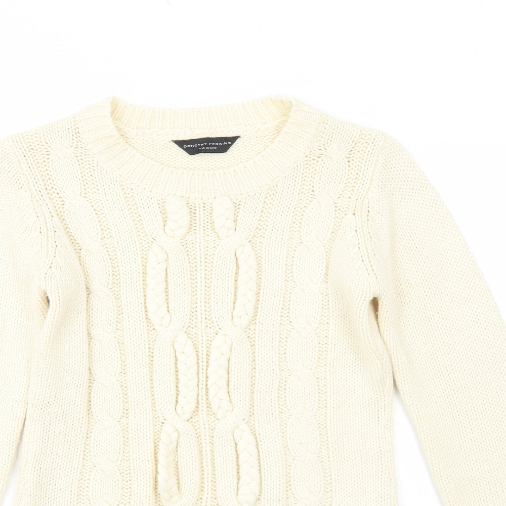 Dororthy Perkins Womens Ivory Round Neck Acrylic Pullover Jumper Size 8