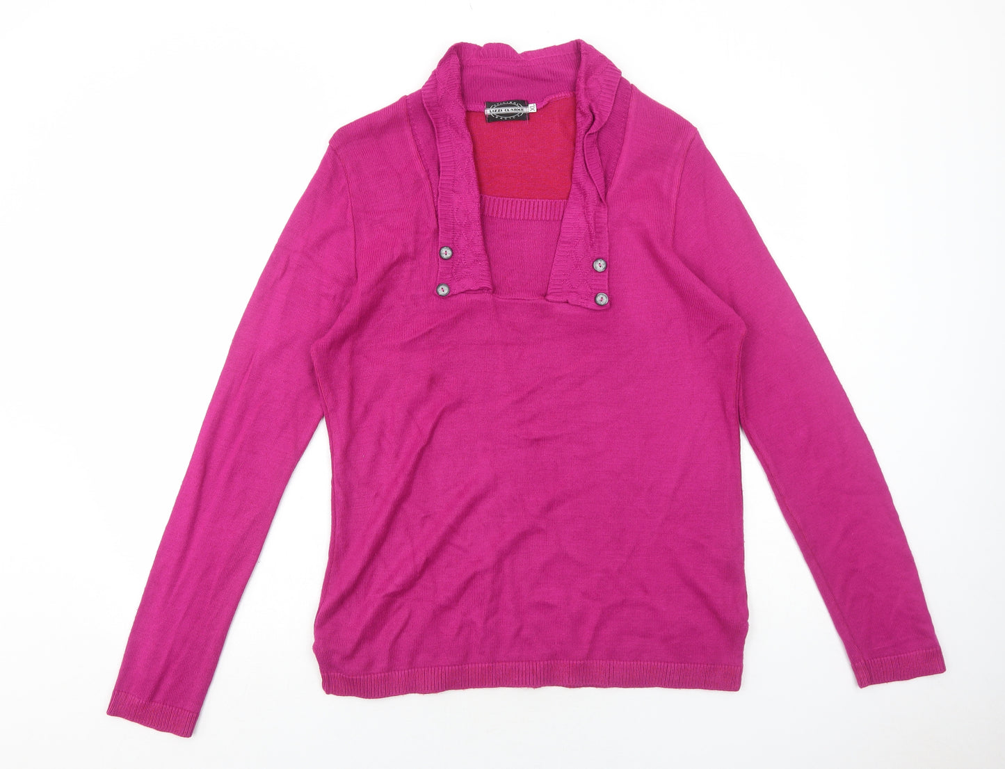 Lizzi Clarke Womens Purple Square Neck Acrylic Pullover Jumper Size XL