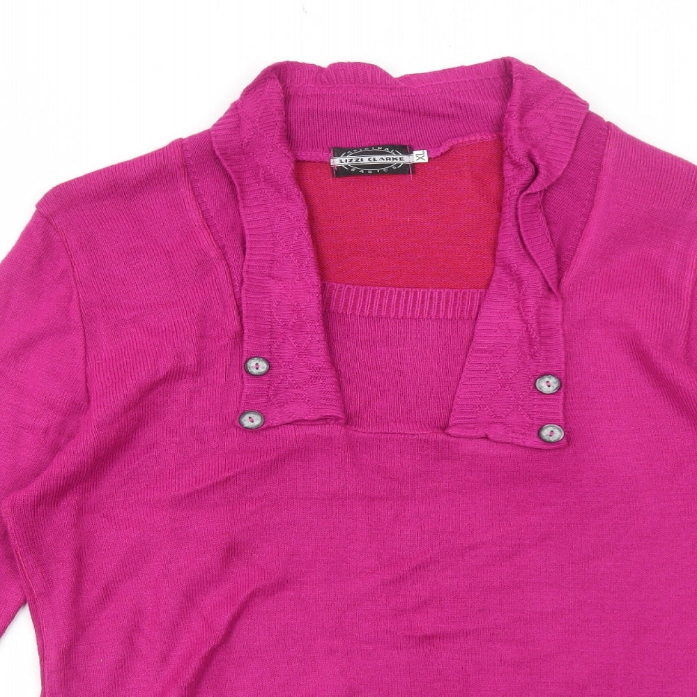 Lizzi Clarke Womens Purple Square Neck Acrylic Pullover Jumper Size XL