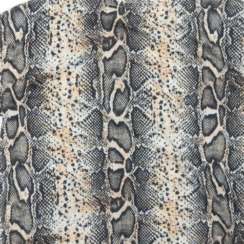 Boohoo Womens Black Animal Print Polyester Basic T-Shirt Size 8 Round Neck - Snakeskin Pattern