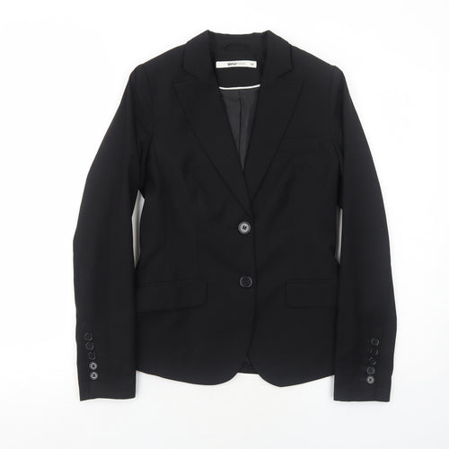 Gina Tricot Womens Black Polyester Jacket Blazer Size 6 - Five-Button Jacket Sleeve