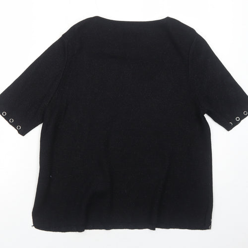 Wallis Womens Black Viscose Basic Blouse Size S Round Neck