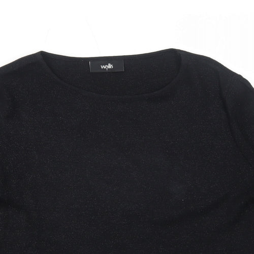 Wallis Womens Black Viscose Basic Blouse Size S Round Neck
