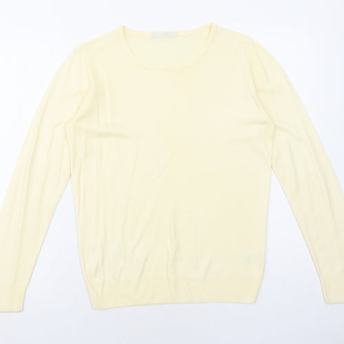 Marks and Spencer Womens Yellow Boat Neck Acrylic Pullover Jumper Size 8