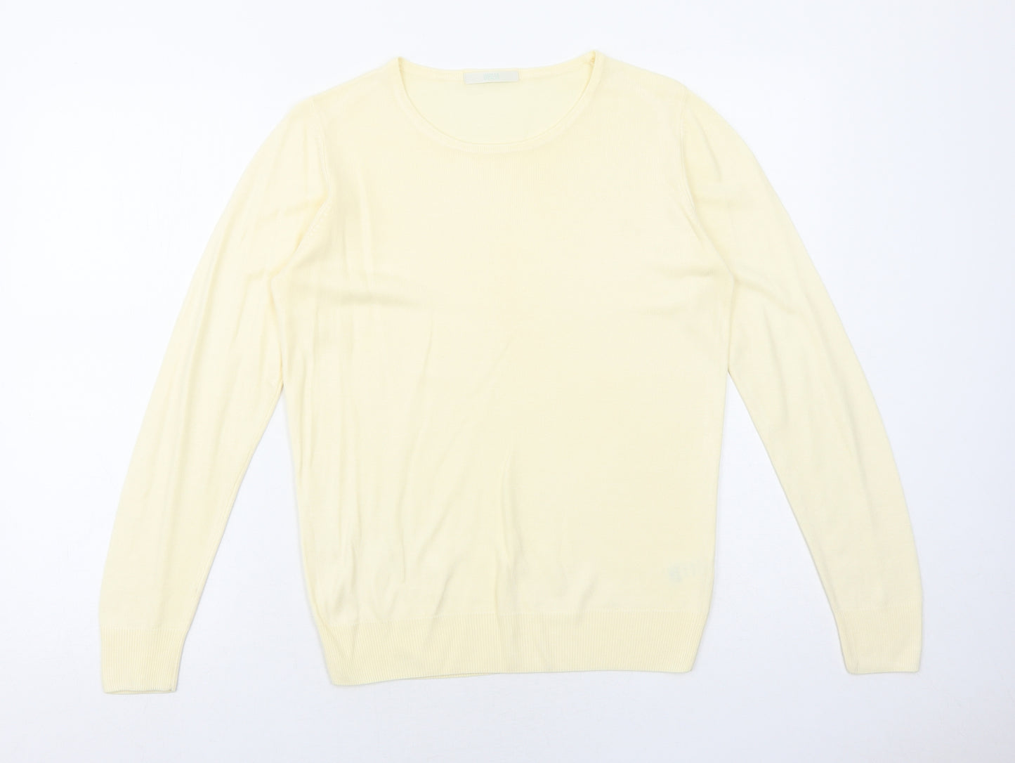Marks and Spencer Womens Yellow Boat Neck Acrylic Pullover Jumper Size 8